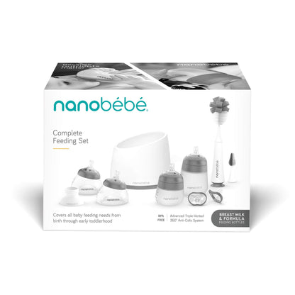 Nanobébé US Grey Baby Bottle Complete Feeding Set