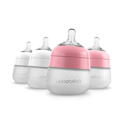 Nanobébé US Pink-White / 5 oz. / 4-Pack Flexy Silicone Baby Bottle - 5oz