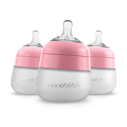 Nanobébé US Pink / 5 oz. / 3-Pack Flexy Silicone Baby Bottle - 5oz