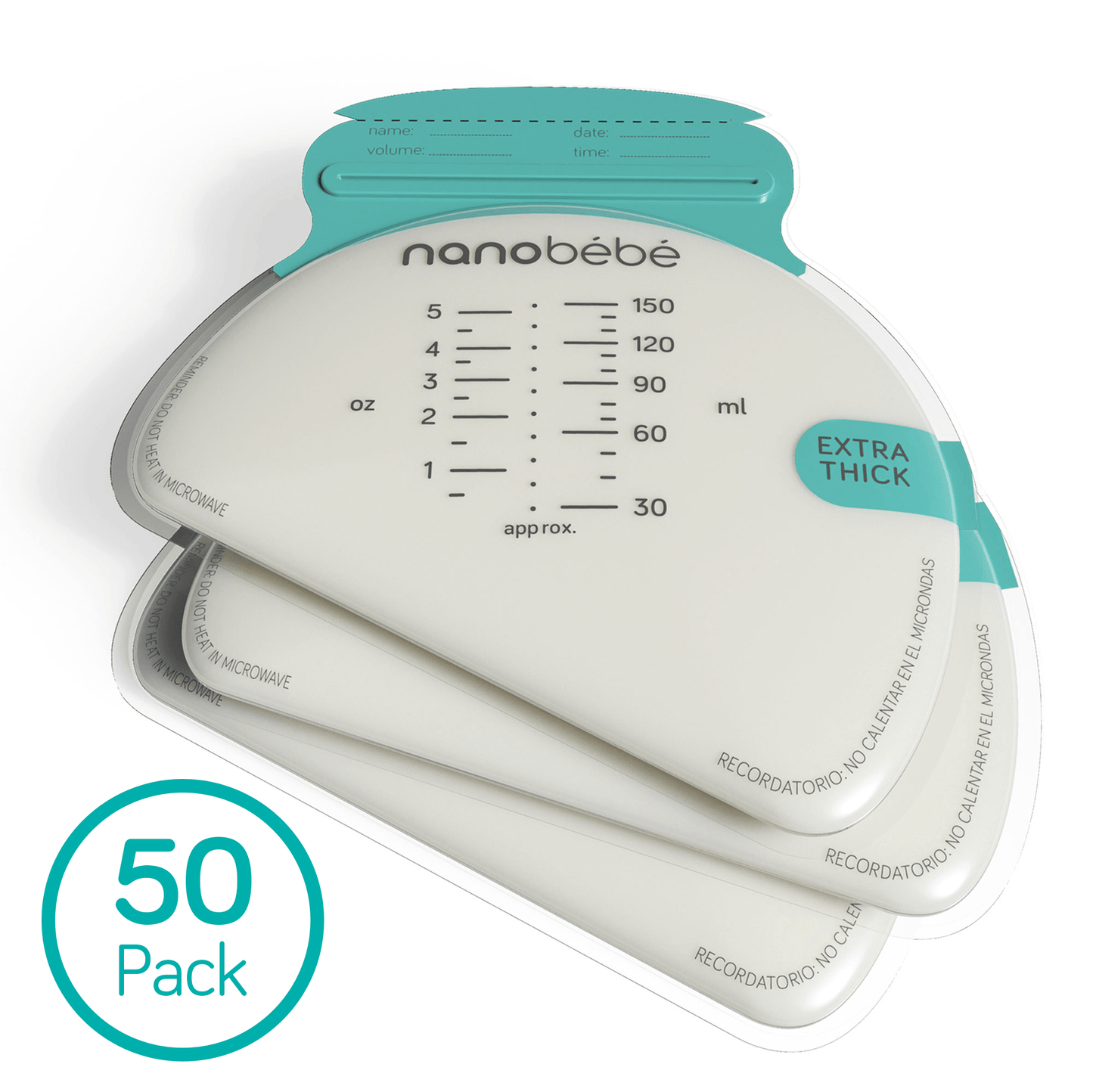 Nanobébé US 50-Pack Breast Milk Storage Bag Refills