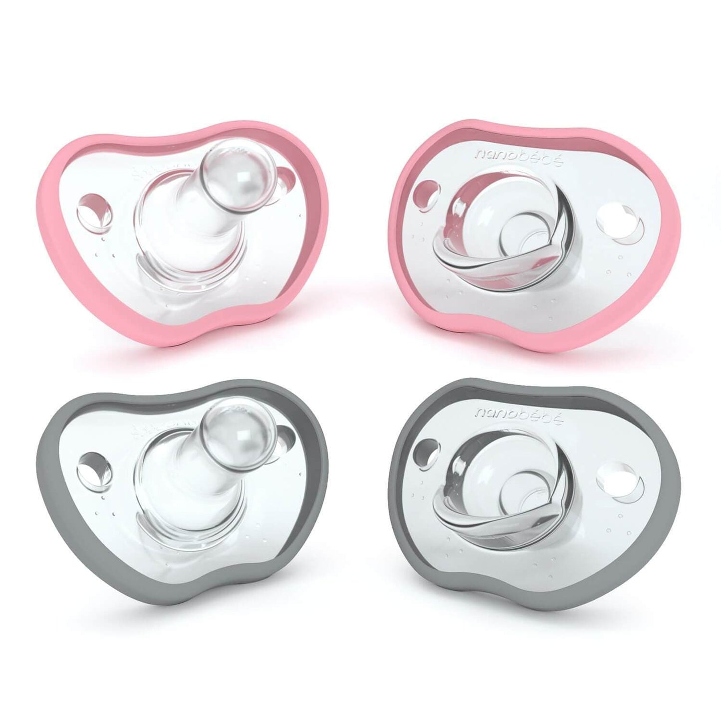 Nanobébé US Pink-Gray / 3+ Months / 4-Pack Flexy Pacifiers