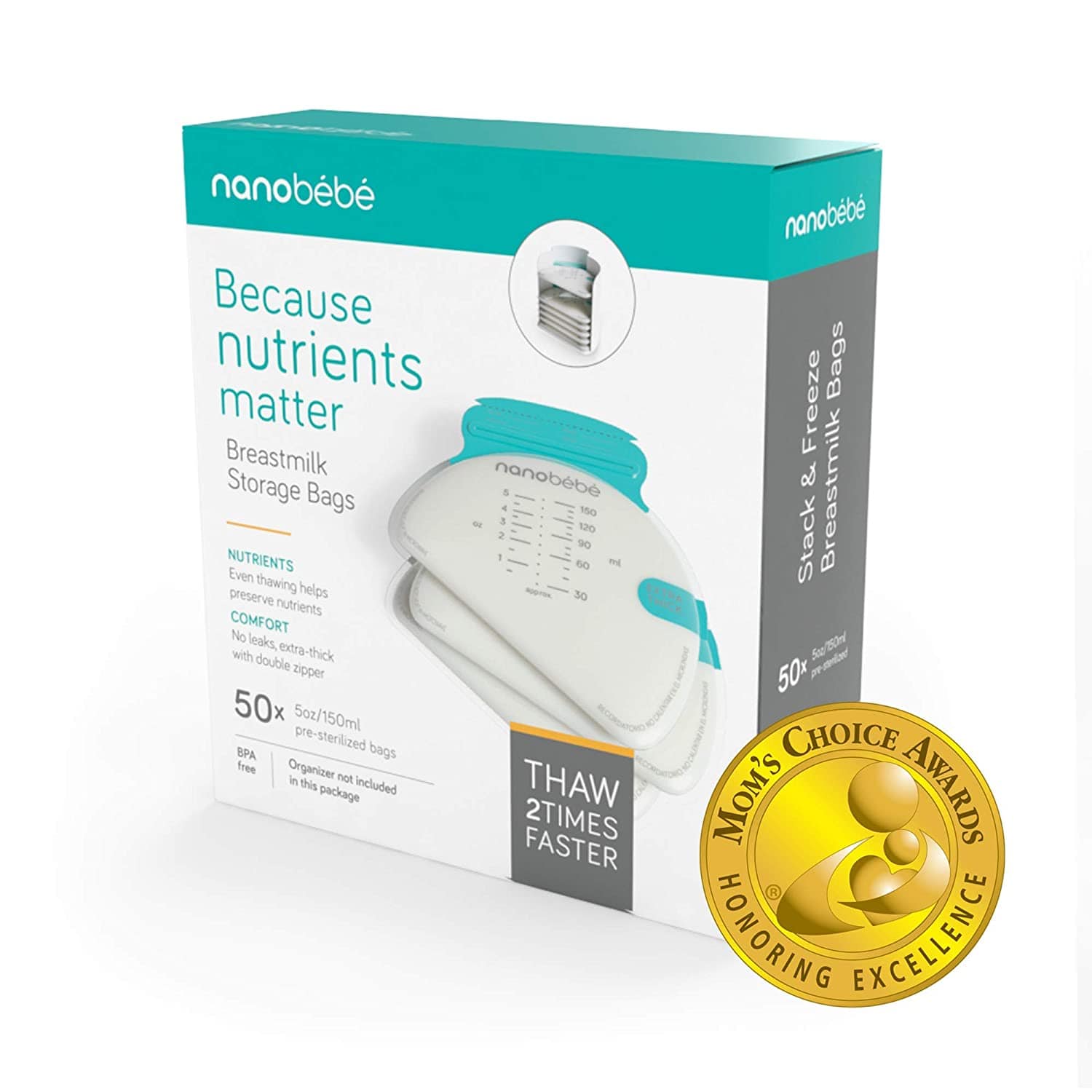 Nanobébé US 50-Pack Breast Milk Storage Bag Refills