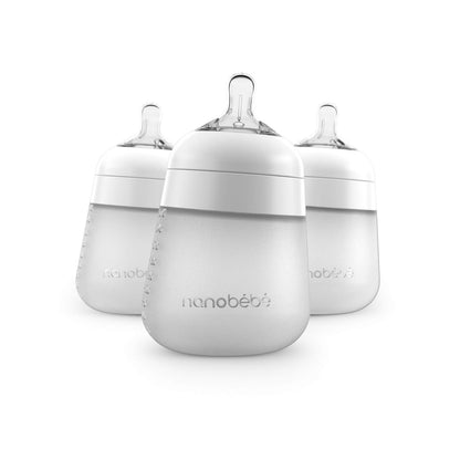 Nanobébé US White / 3-Pack / 9 oz. Flexy Silicone Baby Bottle - 5oz & 9oz